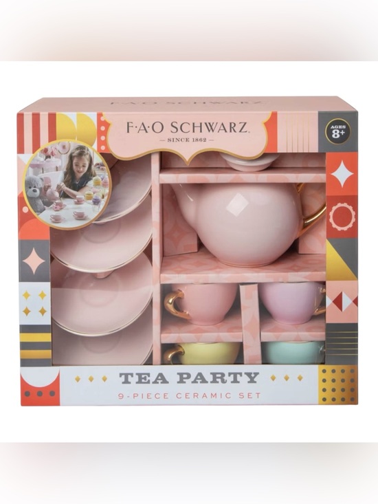 FAO Schwarz Other - FAO Schwarz Pastel 9-Piece Ceramic Tea Party Set - New In Box